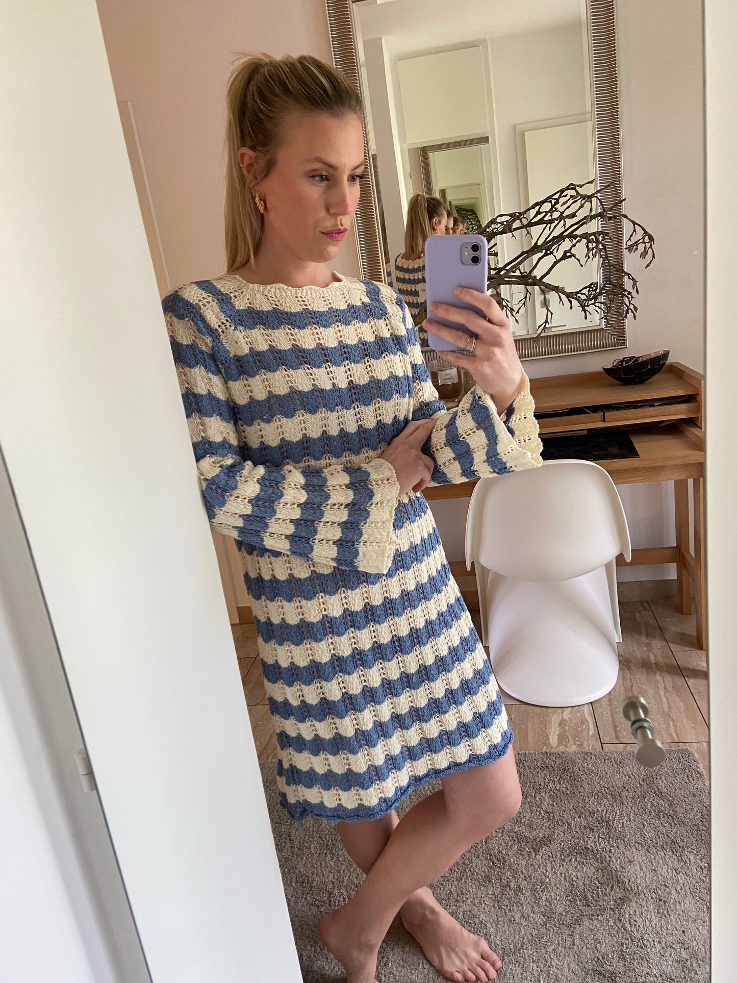 Strickkleid "Lexa" Creme/ Blau