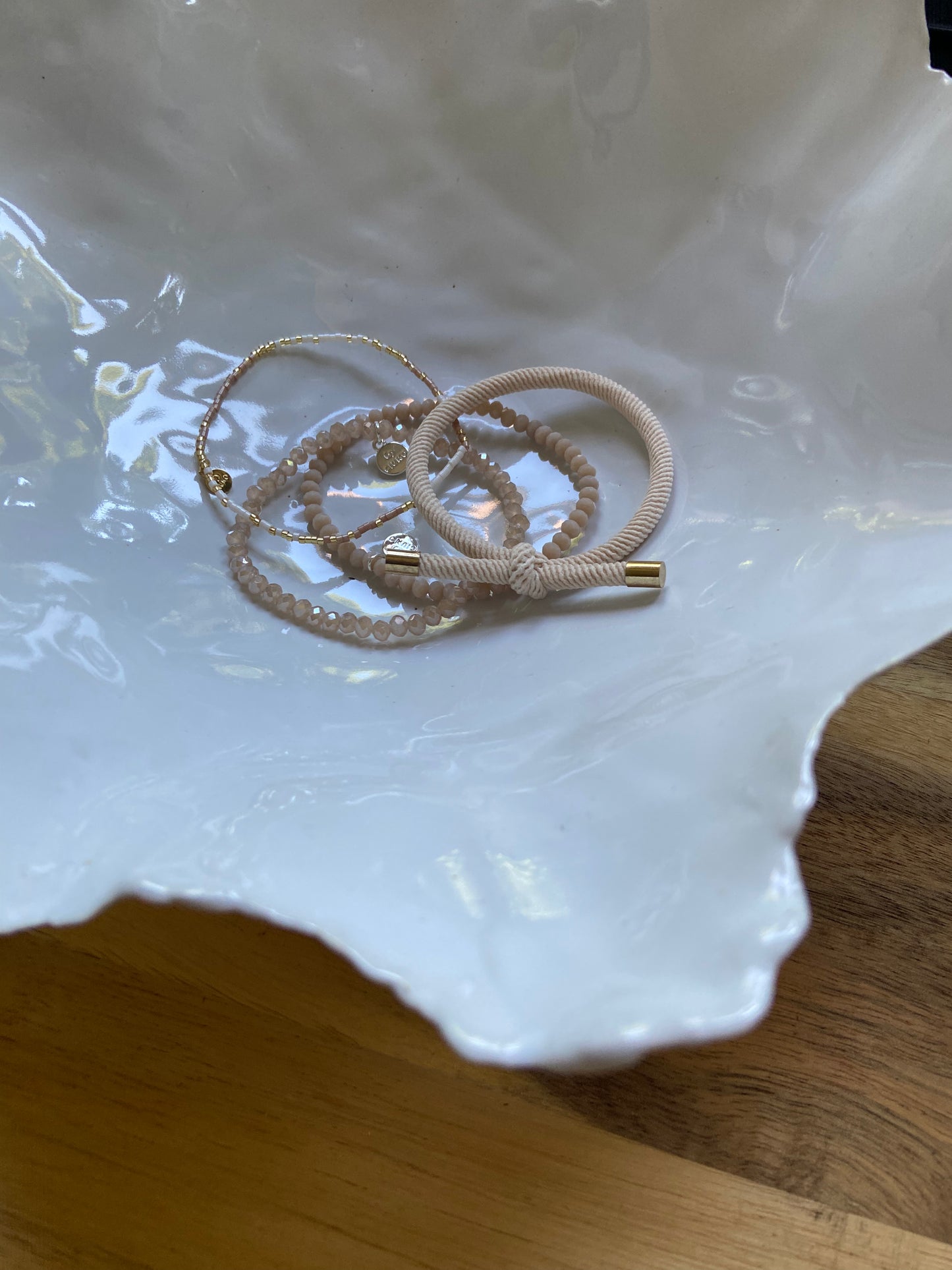 Armbandset „C4-beige“ mit Glasperlen