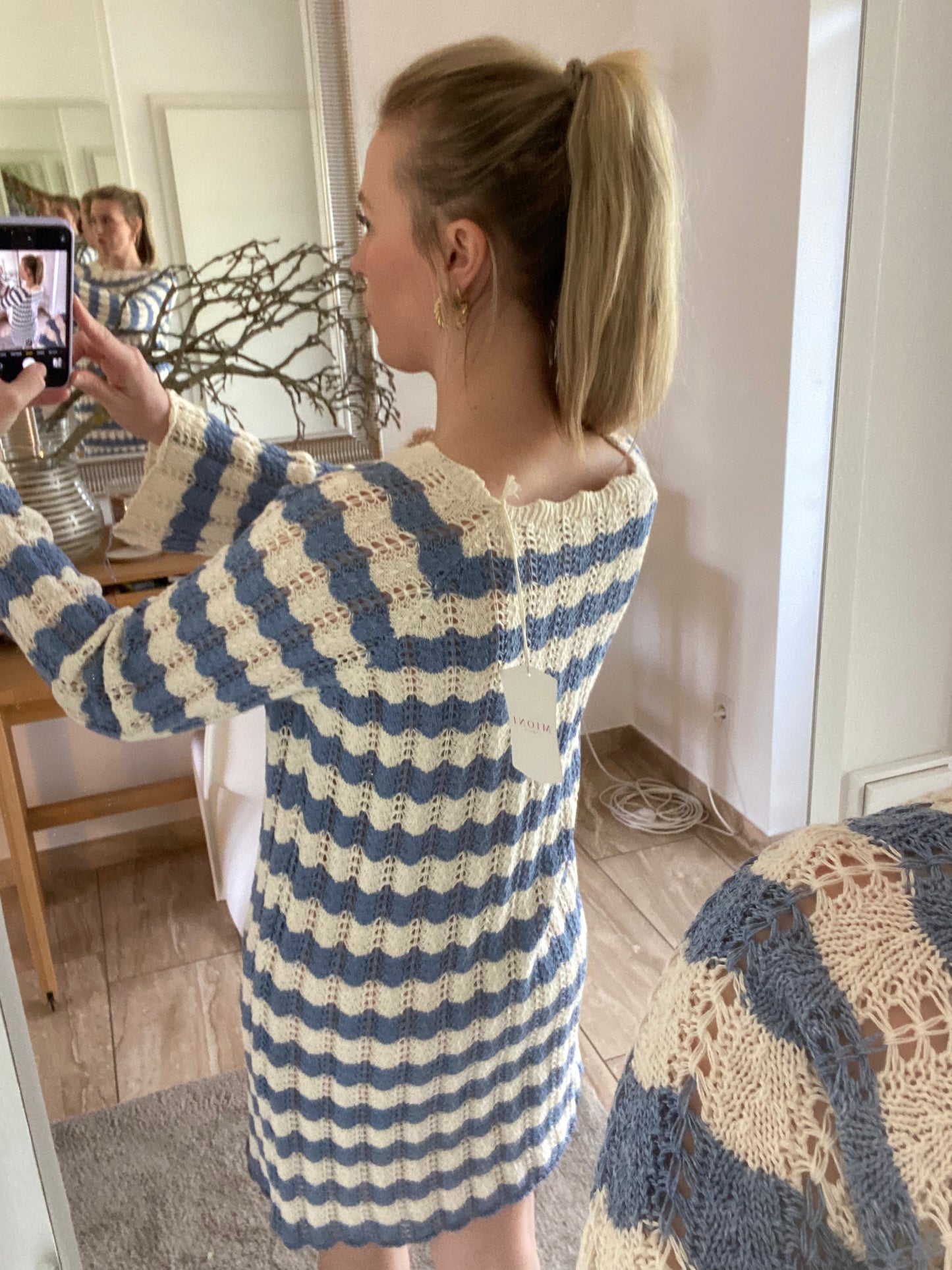 Strickkleid "Lexa" Creme/ Blau