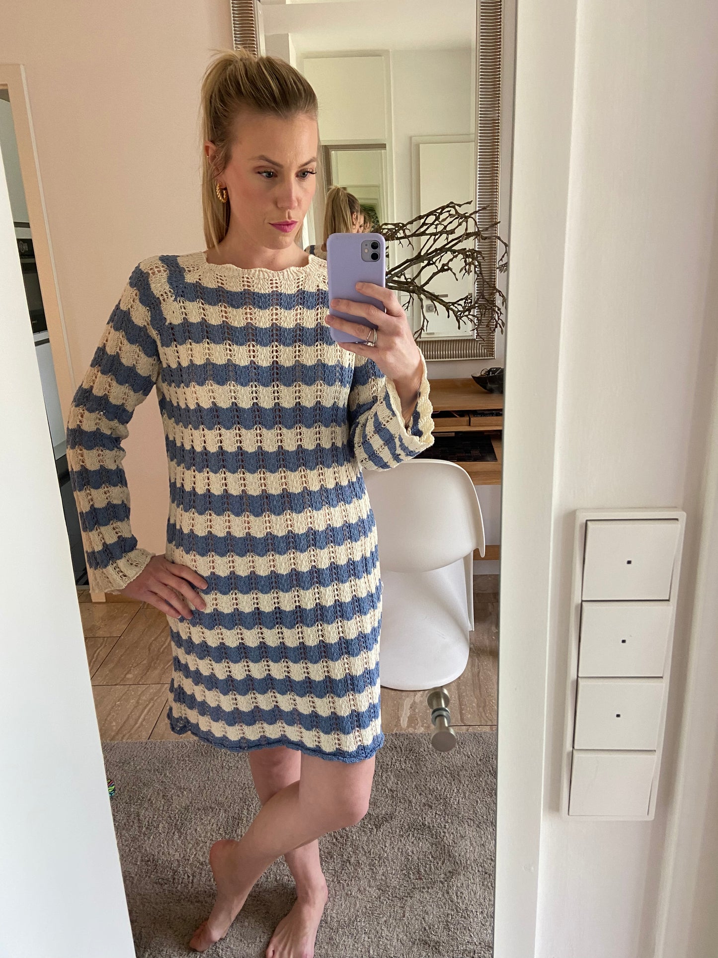 Strickkleid "Lexa" Creme/ Blau