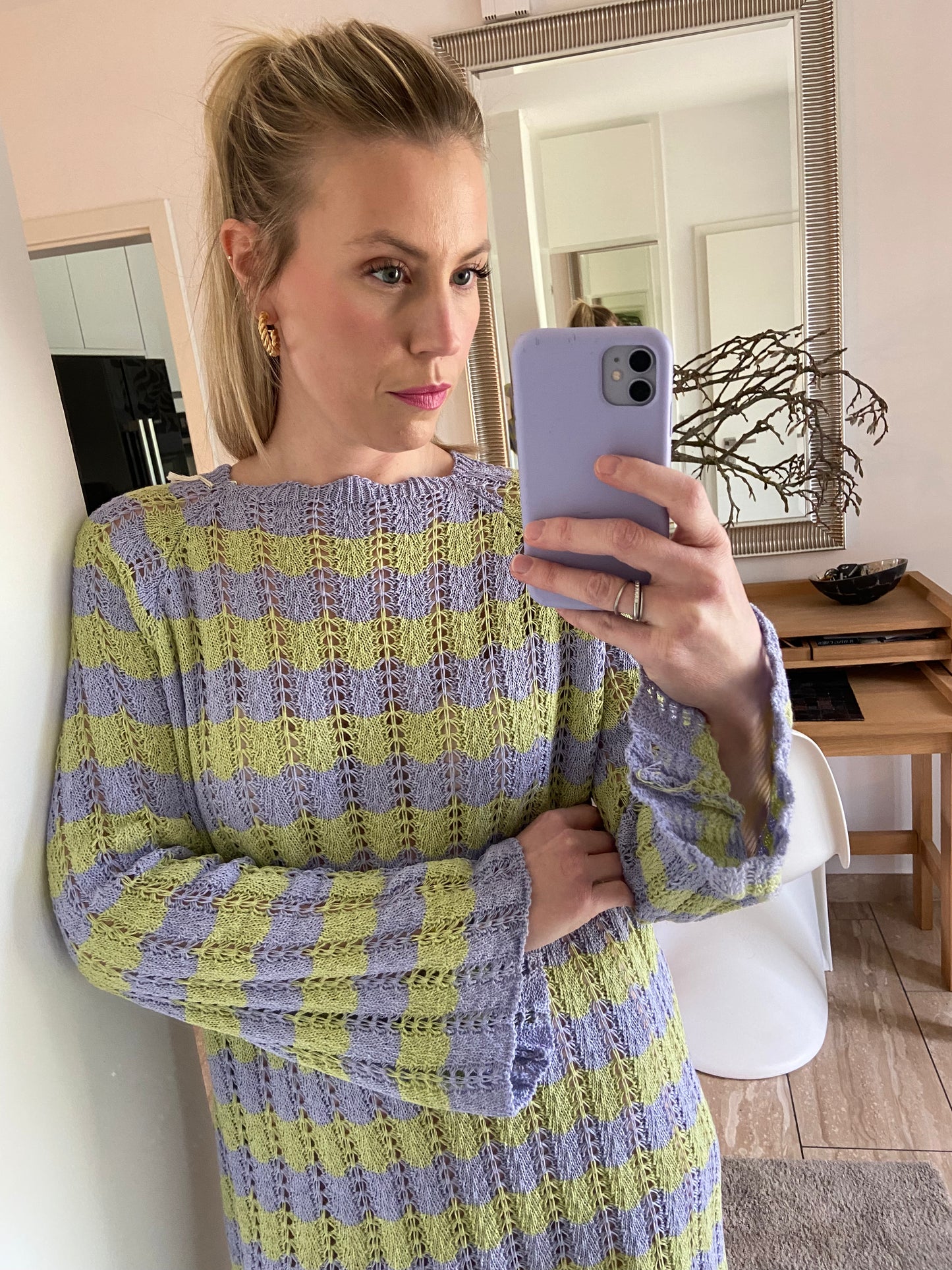 Strickkleid "Lexa" Lila/ Grün
