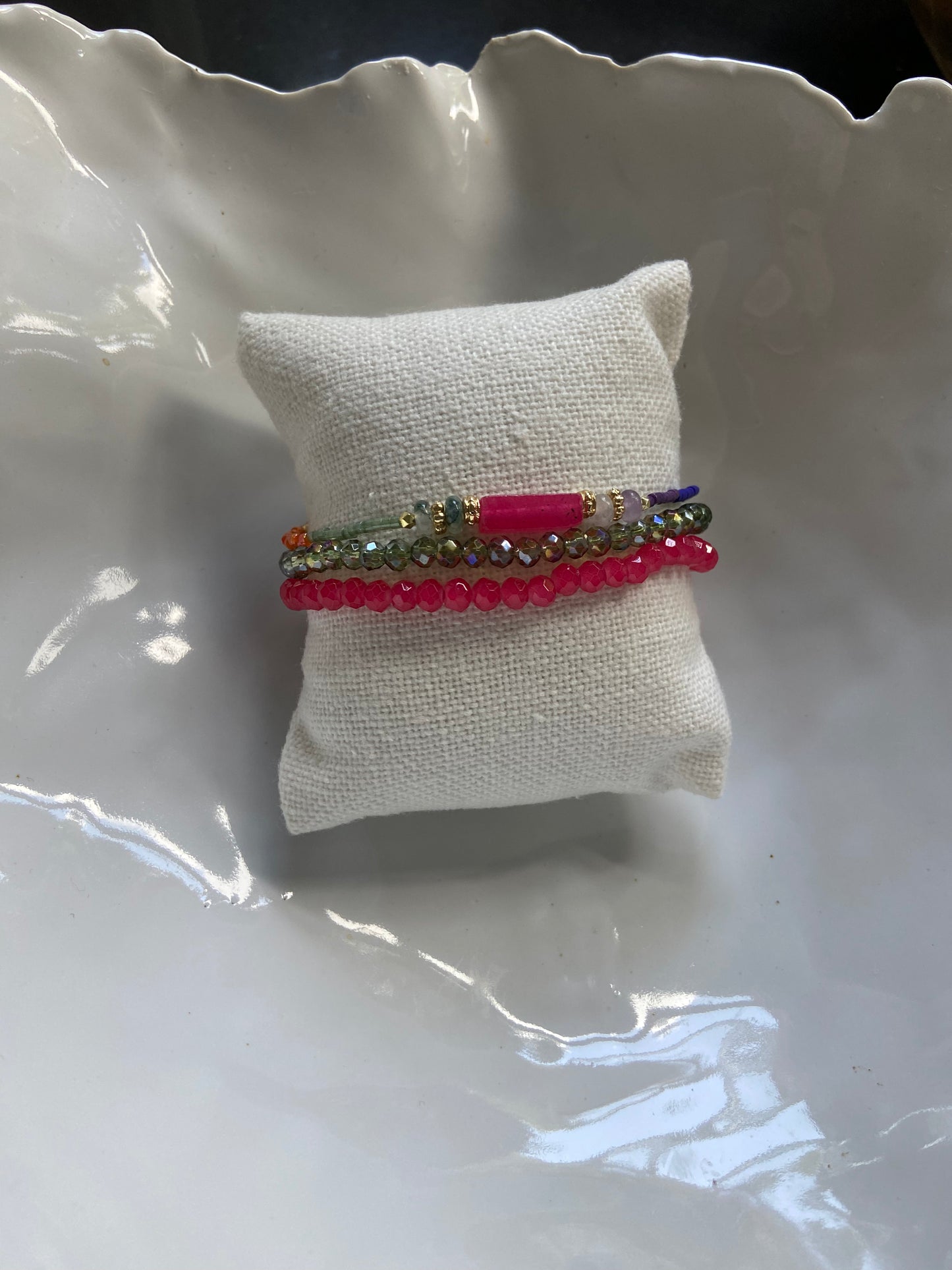 Armbandset „C3“ Pink-Grün