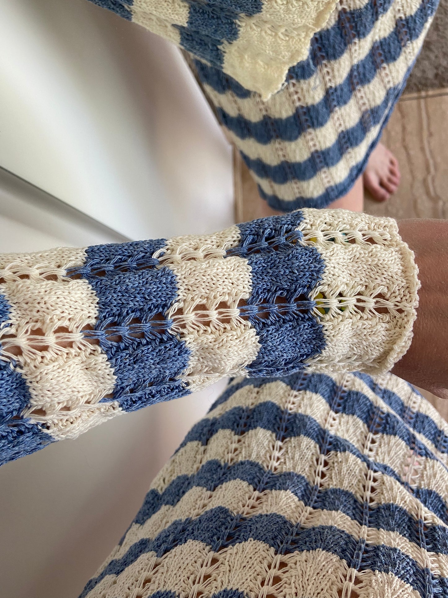 Strickkleid "Lexa" Creme/ Blau