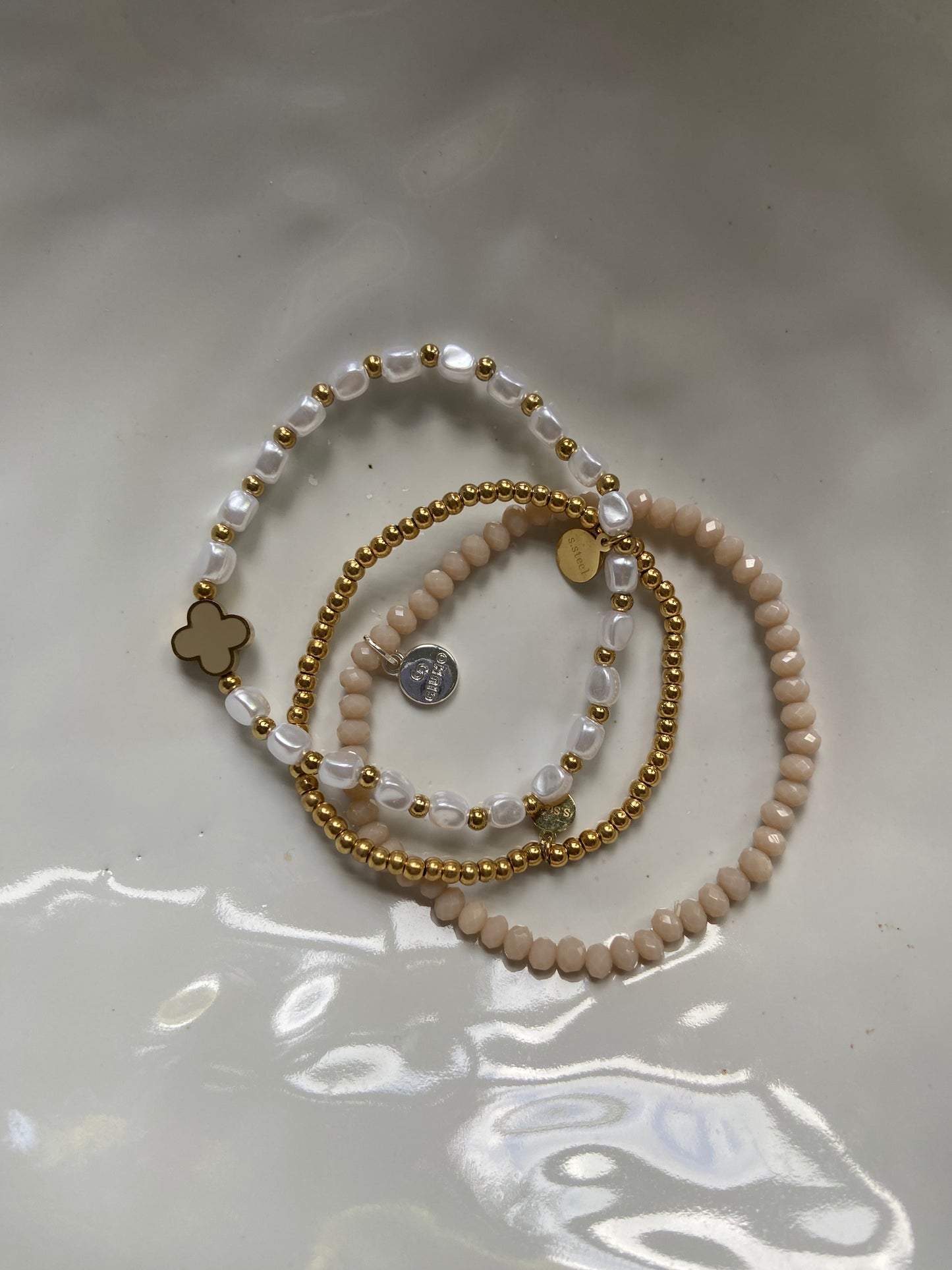 Armbandset „C3 Blume-Beige“