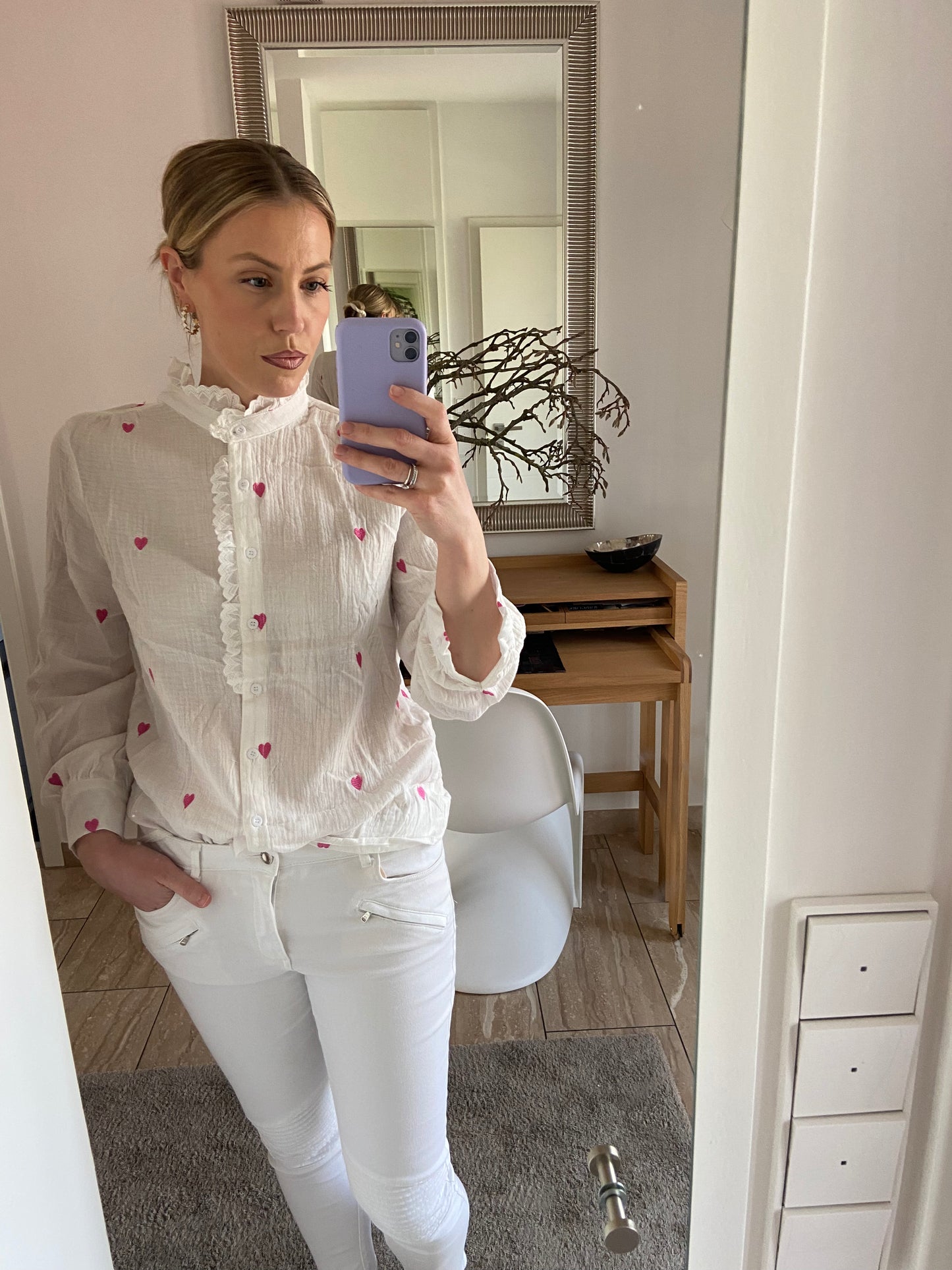 Musselinbluse „Felia“ mit Stehkragen