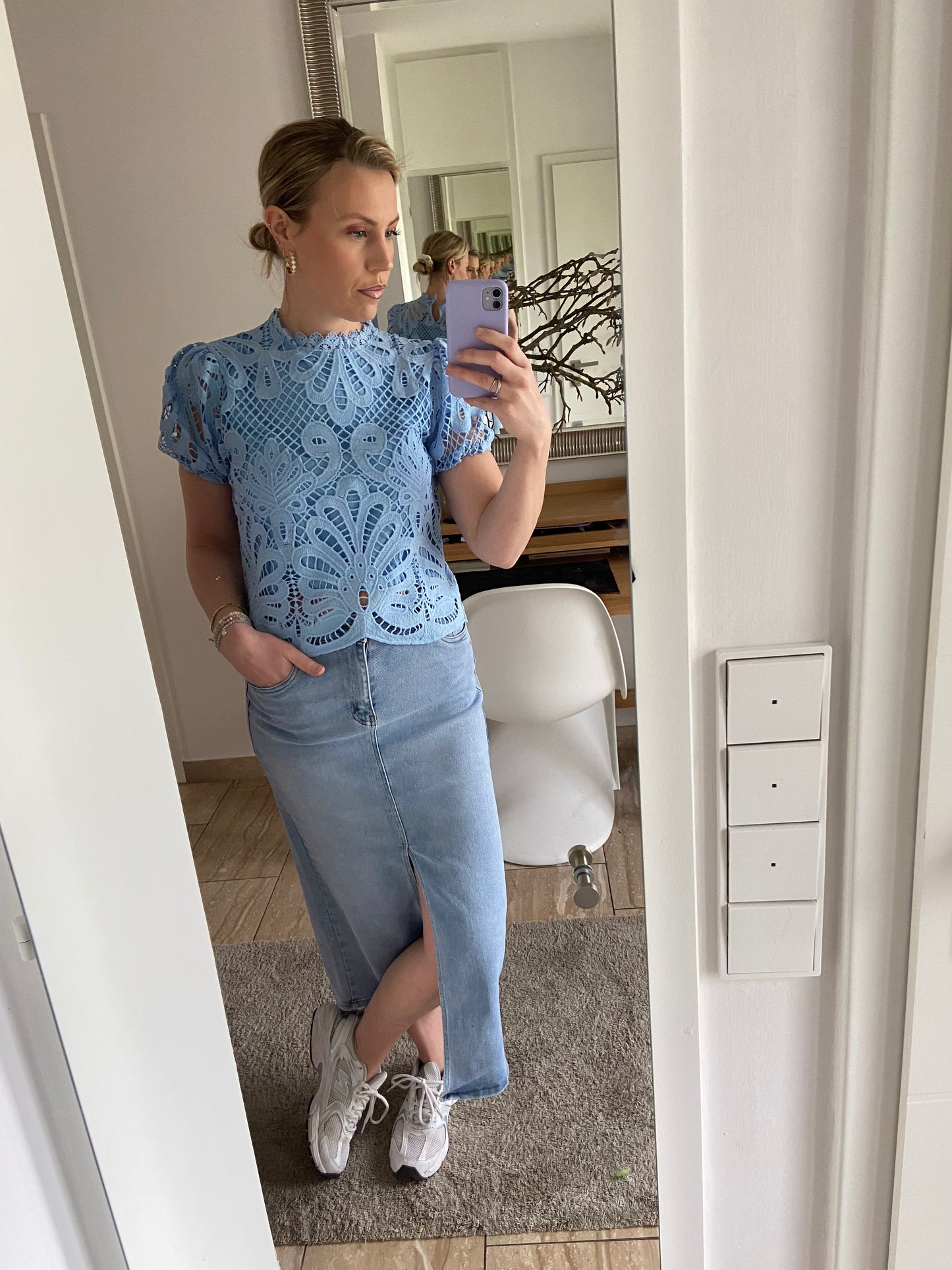 Spitzenbluse mit Puffärmeln „Klara“