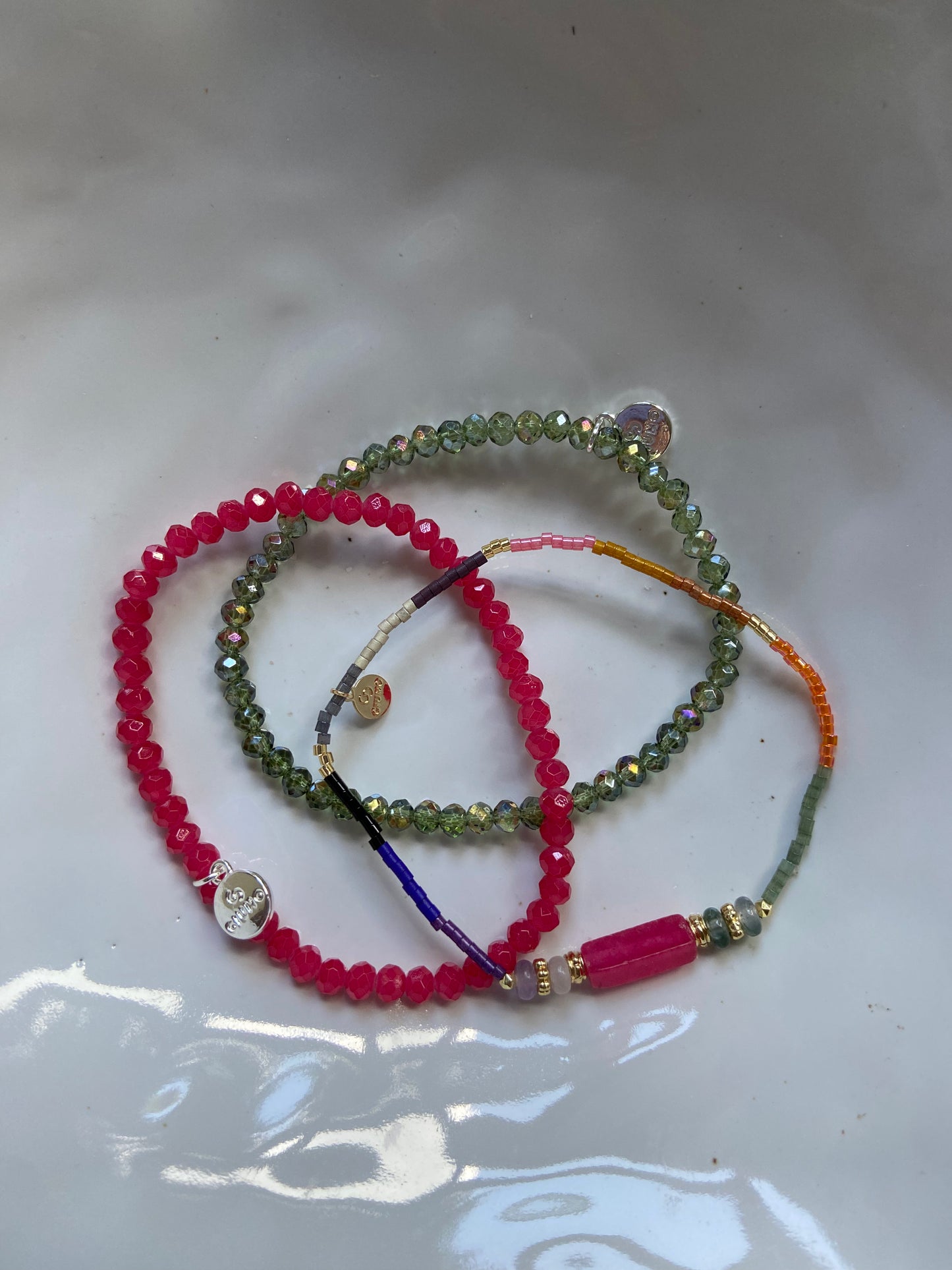 Armbandset „C3“ Pink-Grün