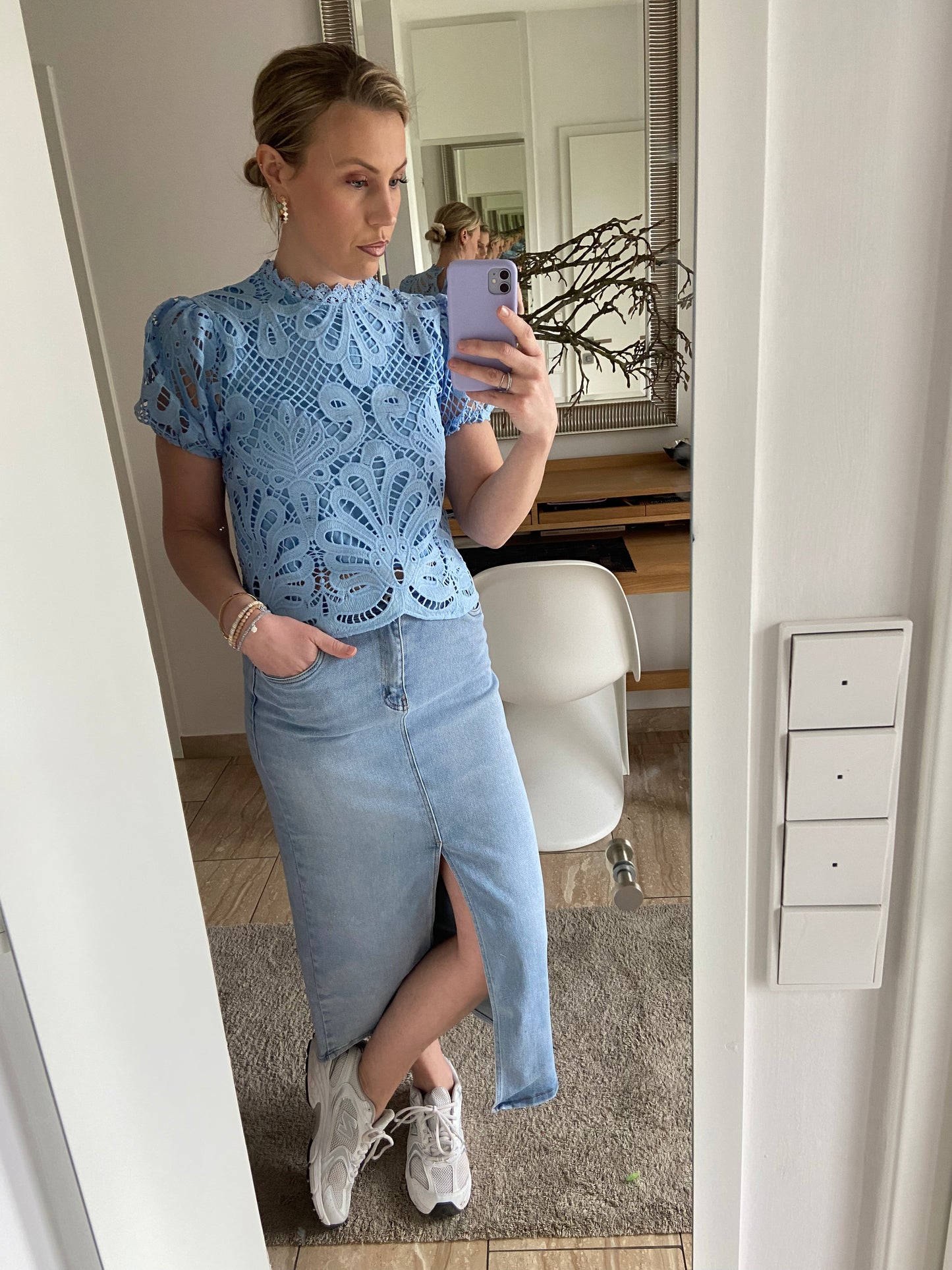 Spitzenbluse mit Puffärmeln „Klara“
