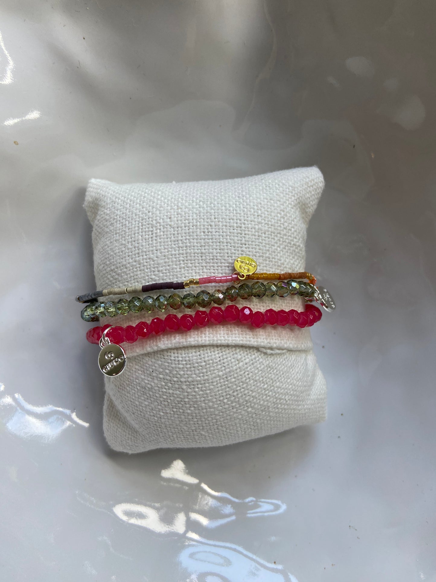 Armbandset „C3“ Pink-Grün