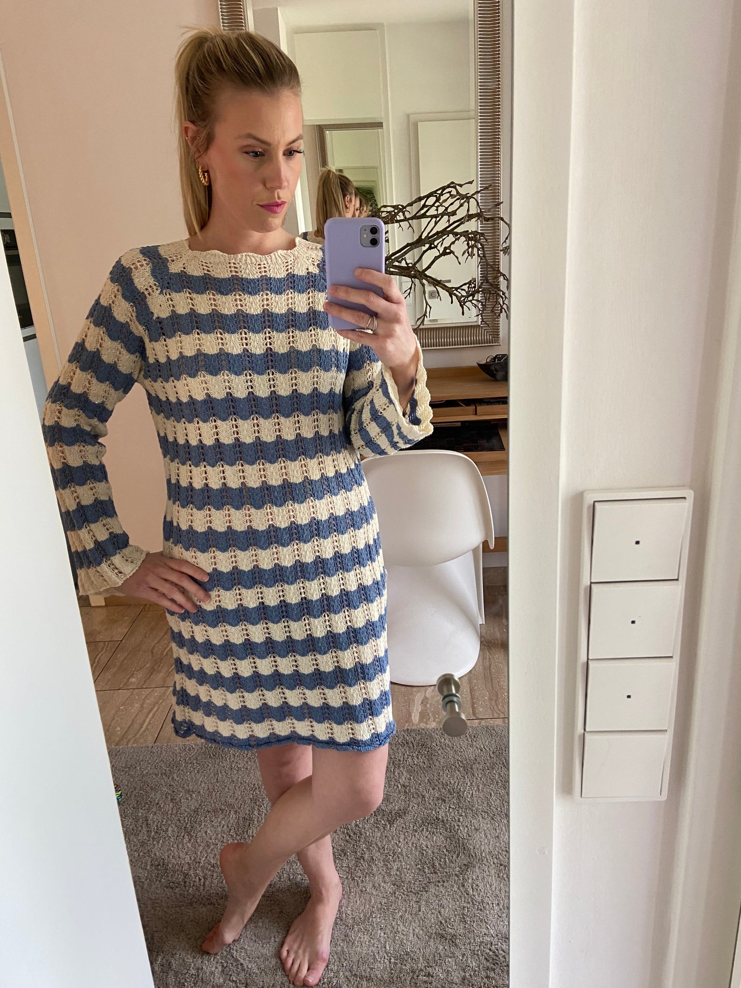 Strickkleid "Lexa" Creme/ Blau