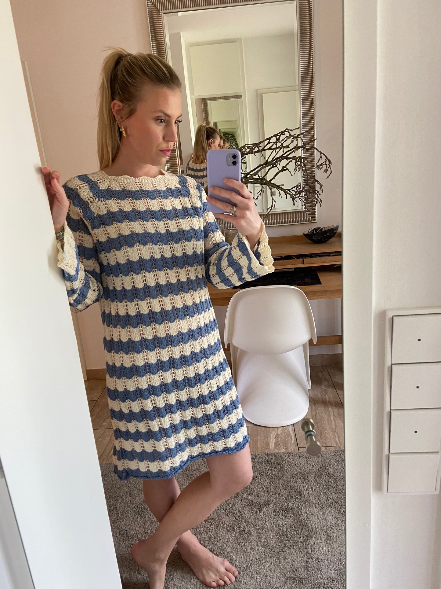 Strickkleid "Lexa" Creme/ Blau